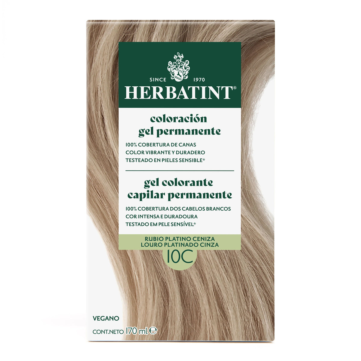 Herbatint 10C Rubio Platino Ceniza Tintura natural permanente