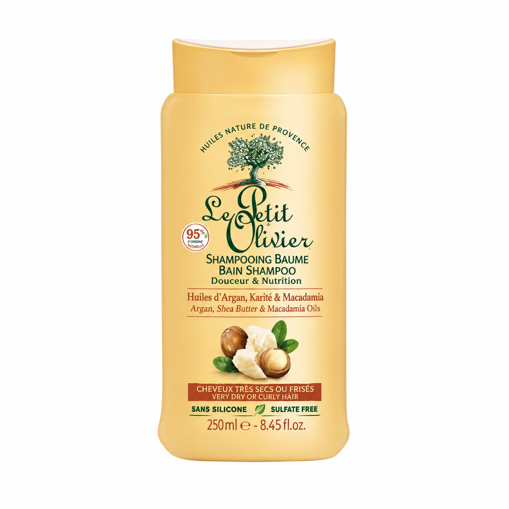 Shampoo Le Petit Olivier para cabello muy seco o rizado, 250 ml, sin sulfatos