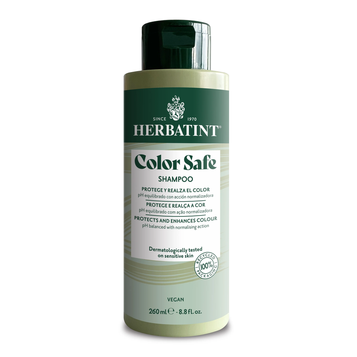 Shampoo Herbatint Color Safe 260 ml sobre fondo blanco